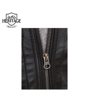 Classic Black Leather Biker Jacket by Heritage