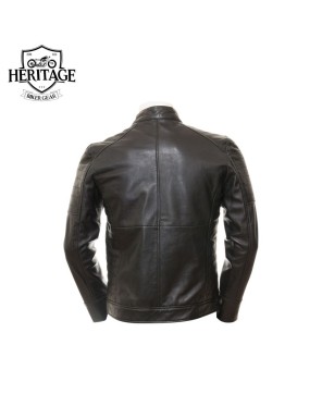 Black Cafe Racer Leather Jacket - Heritage