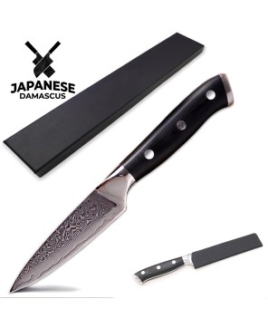 "Japanese Damascus Paring Knife - Precision Cutting Tool"