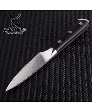 "Japanese Damascus Paring Knife - Precision Cutting Tool"