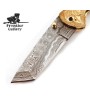 "Custom Damascus Steel Folding Knife - Resin Handle"