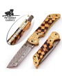 Elegant Handmade Damascus Folding Knife