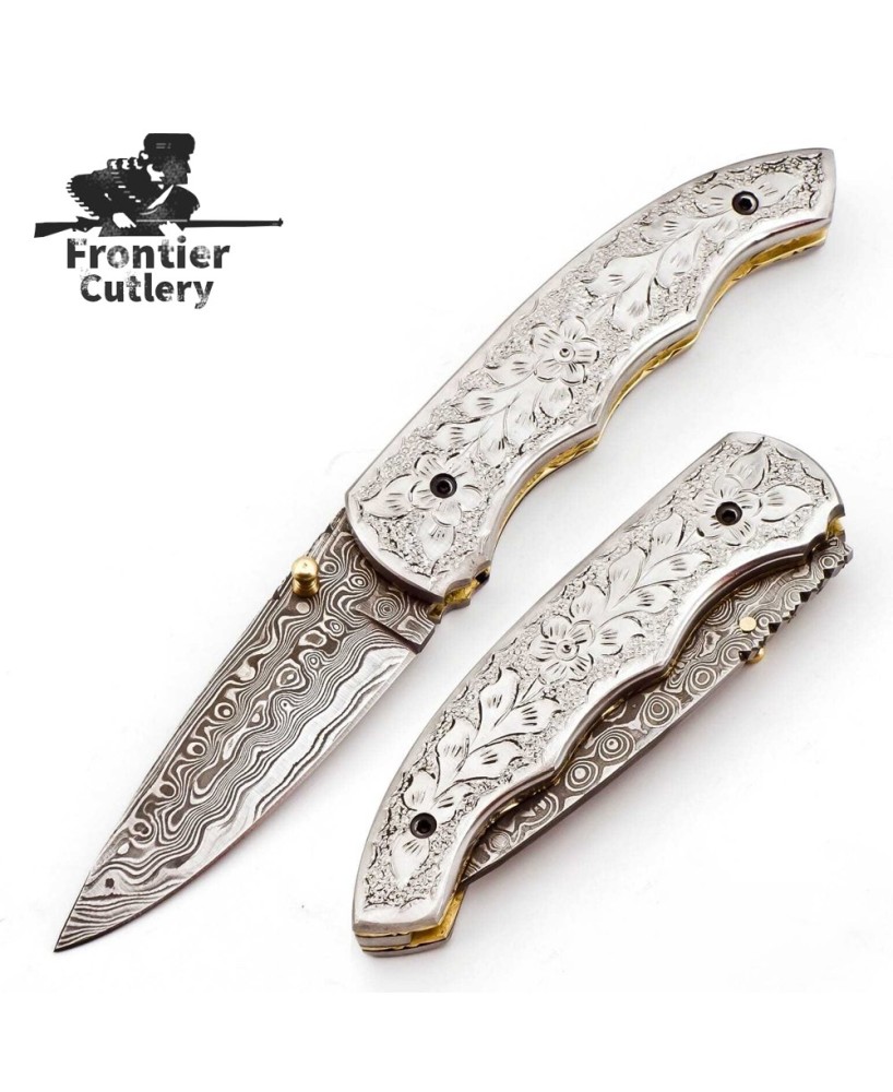 Premium Custom Handmade Folding Knife - Damascus Steel