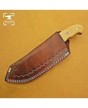 Custom Damascus Steel Hunting Gut Hook Bushcraft Knife