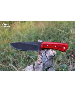 Almazan® Custom Carbon Steel Bushcraft Knife - Wood Handle