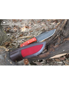 Almazan® Custom Carbon Steel Bushcraft Knife - Wood Handle