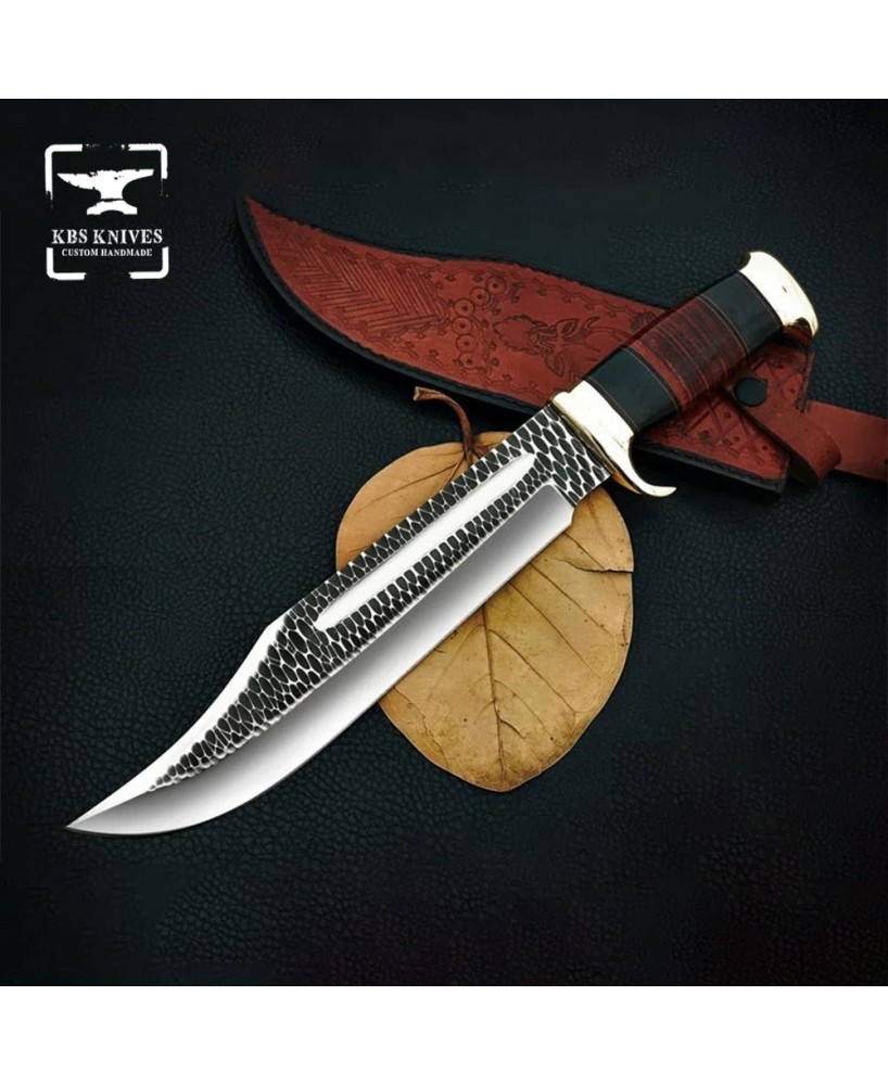 Custom Handmade Damascus Hunting Bowie Knife