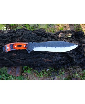 Custom Handmade Carbon Steel Hunting Knife with Wood Handle