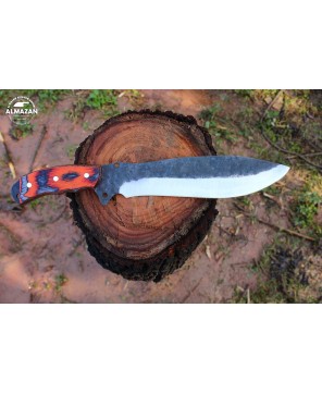 Custom Handmade Carbon Steel Hunting Knife with Wood Handle