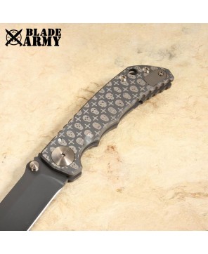 Titanium Handled Black Blade Folding Pocket Knife - Precision