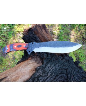 Custom Handmade Carbon Steel Hunting Knife with Wood Handle