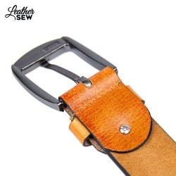 Handcrafted Tan Leather Belt - Timeless Elegance with Zinc Buckles