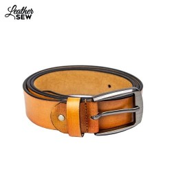 Handcrafted Tan Leather Belt - Timeless Elegance with Zinc Buckles