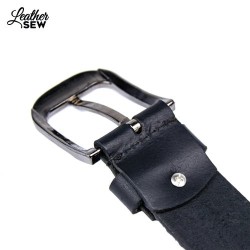 Men's Black Leather Rope Print Belt - Stylish & Durable Accessory