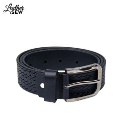 Men's Black Leather Rope Print Belt - Stylish & Durable Accessory