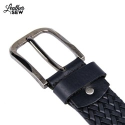 Men's Black Leather Rope Print Belt - Stylish & Durable Accessory