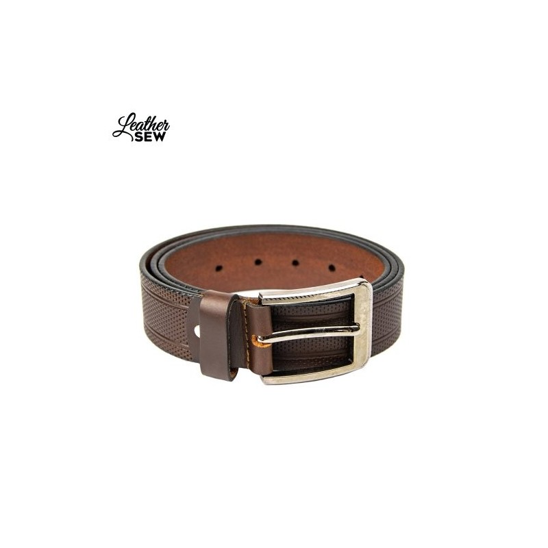 Handcrafted Men's Rope Print Leather Belt - Premium Quality