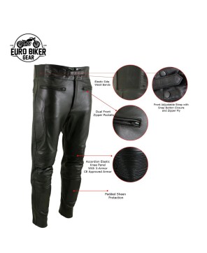 Men's Black Leather Racing Pants - X-Armor Protection