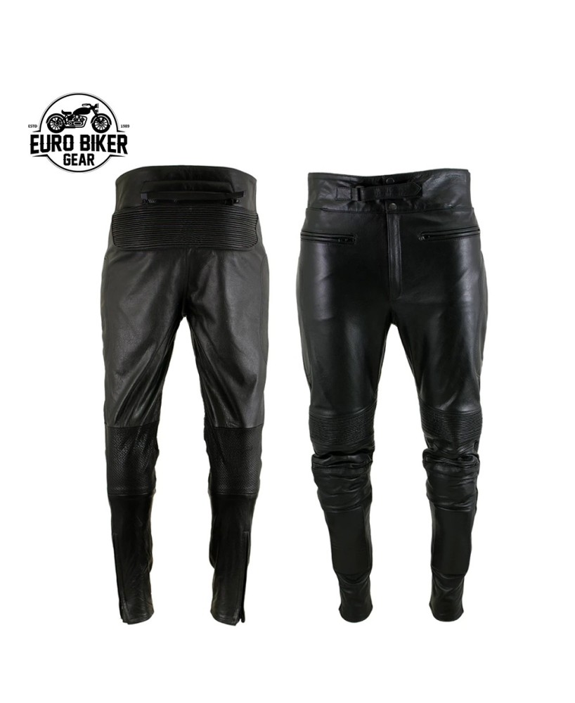 Men's Black Leather Racing Pants - X-Armor Protection