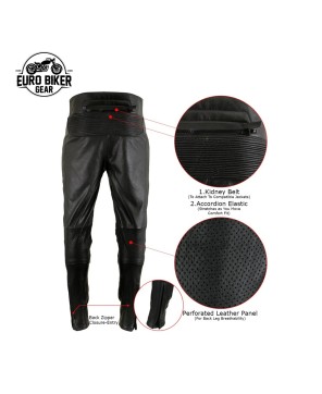 Men's Black Leather Racing Pants - X-Armor Protection