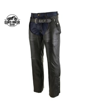 Men's Black Leather Chaps - Insulated Liner