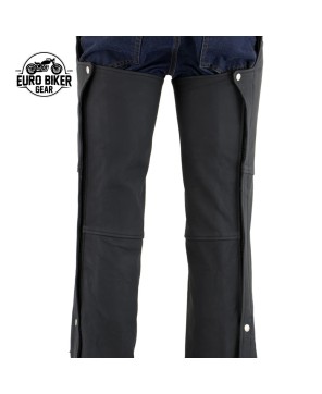 Premium Men's Black Leather Chaps with Jean Pockets