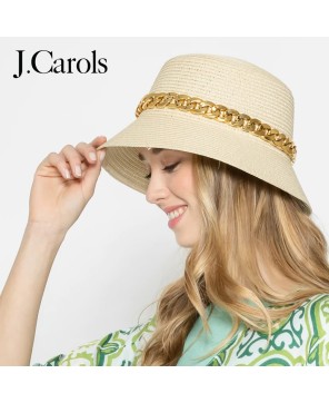 Stylish Chain Band Straw Bucket Hat