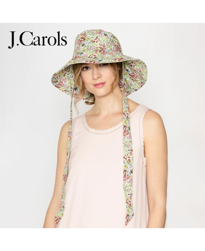 Chic Floral Print Chin Tie Bucket Hat for Stylish Comfort