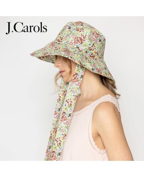 Chic Floral Print Chin Tie Bucket Hat for Stylish Comfort