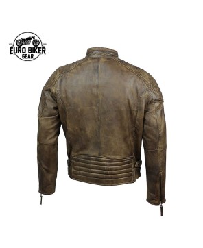 Men's Vintage Olive Biker Leather Jacket for Timeless Style