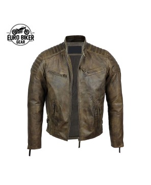 Men's Vintage Olive Biker Leather Jacket for Timeless Style