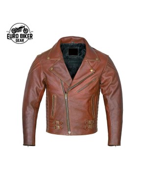 Modern Tan Brown Leather Jacket for Adventure Riders