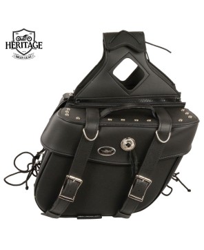 Enhance Your Ride with Black Leather Zip-Off Motorcycle Saddlebags