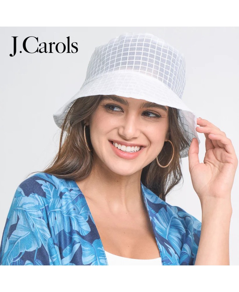 Stylish Grid-Patterned Tulle Mesh Bucket Hat