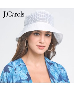 Stylish Grid-Patterned Tulle Mesh Bucket Hat