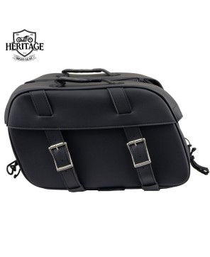 Enhance Your Bike with the Black Medium Zip-Off Leather Saddlebag