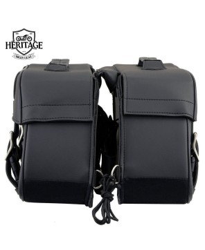 Enhance Your Bike with the Black Medium Zip-Off Leather Saddlebag