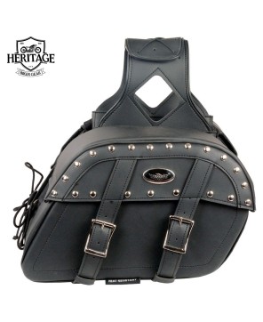 Enhance Your Ride with Black Medium PVC Studded Saddlebags