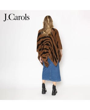 Wrap Yourself in Style with our Tiger Print Fuzzy Poncho