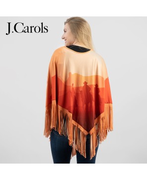 Sunset Cowboy Fringe Poncho - Western Style