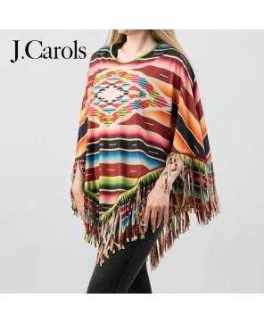 Serape Collection Poncho - Vibrant Mexican Style for Women