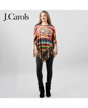 Serape Collection Poncho - Vibrant Mexican Style for Women