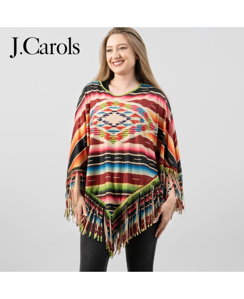 Serape Collection Poncho - Vibrant Mexican Style for Women