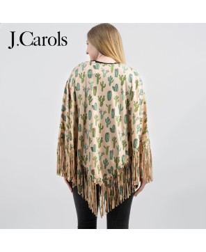 Cactus Print Poncho: Boho Chic Comfort