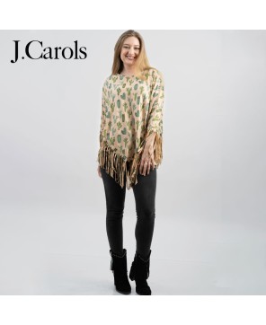 Cactus Print Poncho: Boho Chic Comfort