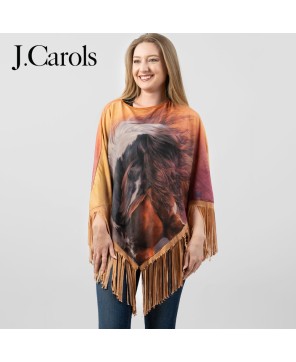 Horse Collection Poncho - Equestrian-Inspired Fashion