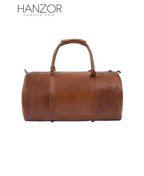 Vintage Brown Leather Duffle Bag