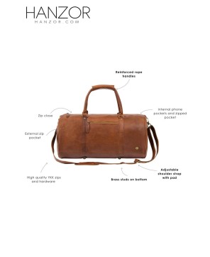 Vintage Brown Leather Duffle Bag