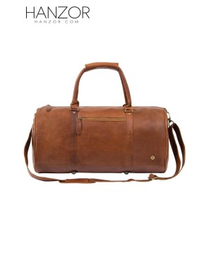 Vintage Brown Leather Duffle Bag