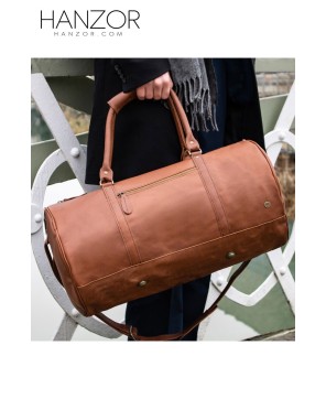 Vintage Brown Leather Duffle Bag